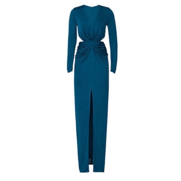 NWT Haney Sara Gown Teal Blue Twist Front Dress - Picture 4 of 16